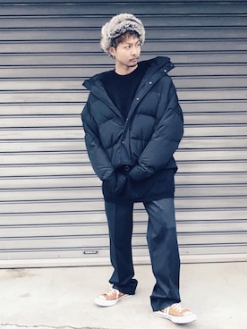 「MSGM（エムエスジーエム）のアイテム（スラックス）」を使った、Ryuuujiさん（メンズ・173cm）の冬コーディネート