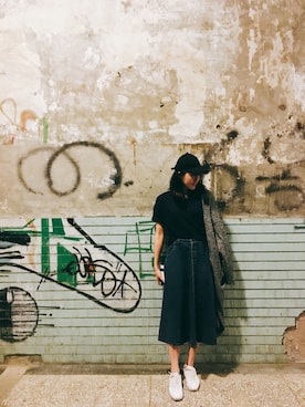 「ny（エヌワイ）のアイテム（帽子）」を使った、Mia Yuさん（レディース・166cm）の春コーディネート