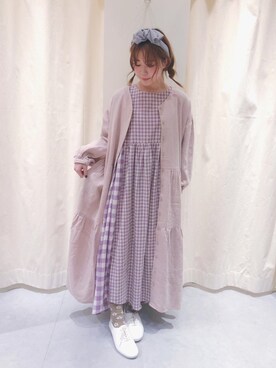 Samansa Mos2 サマンサ モスモス の パッチワークギンガムチェックワンピース ワンピース Wear