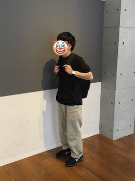 「黒ﾃｨｰ」｜エアコンさん（メンズ・162cm）の夏コーディネート