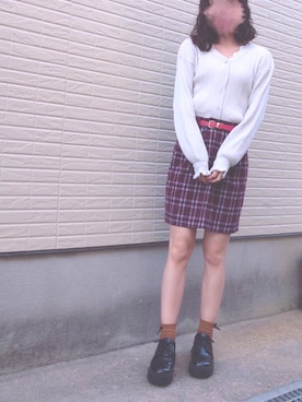 「チェック柄に恋してる」｜「アイテム（キャミソール）」を使った、ねこさん（レディース・158cm）の秋コーディネート