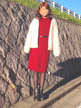 ハートケーブルニットワンピースを使った人気ファッションコーディネート Wear