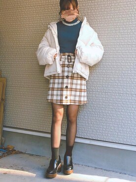 「apres jour（アプレジュール）のアイテム（ダウンジャケット/コート）」を使った、ねこさん（レディース・158cm）の冬コーディネート