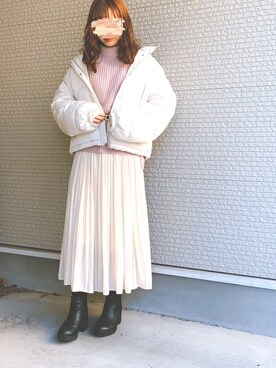 「apres jour（アプレジュール）のアイテム（ダウンジャケット/コート）」を使った、ねこさん（レディース・158cm）の春コーディネート
