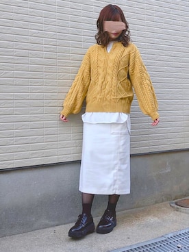「キーネック」｜「アイテム（その他シューズ）」を使った、ねこさん（レディース・158cm）の冬コーディネート
