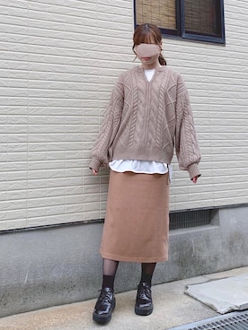 「キーネック」｜「アイテム（その他シューズ）」を使った、ねこさん（レディース・158cm）の春コーディネート