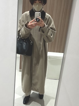 「ROKU」｜「アイテム（ステンカラーコート）」を使った、ういおさん（レディース・156cm）の冬コーディネート