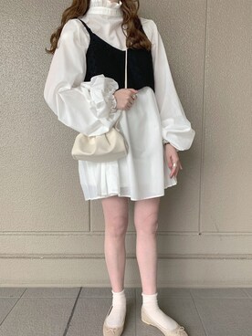 「へザー」｜「アイテム（バレエシューズ）」を使った、aichii_iさん（レディース・158cm）の春コーディネート