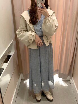 「シースルー」｜「アイテム（マウンテンパーカー）」を使った、aichii_iさん（レディース・158cm）の春コーディネート