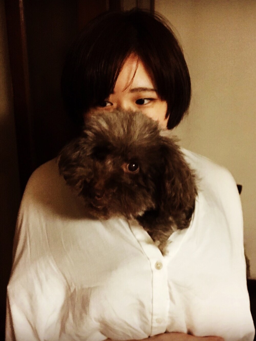 「モサモサ、愛犬」｜「愛犬のアイテム（その他、ブラウン系）」を使った、しまだちこさん（レディース・160cm）の夏コーディネートの1枚目の写真