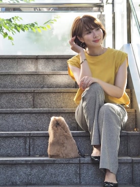 「マスタードイエロー」｜☺︎由佳☺︎さん（レディース・160cm）の秋コーディネート