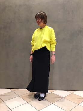 「BEAUTY&YOUTH UNITED ARROWS（ビューティーアンドユースユナイテッドアローズ）のアイテム（スウェット、イエロー系）」を使った、Kaori Shimomuraさん（レディース・160cm）の冬コーディネート