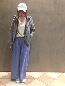 「BEAUTY&YOUTH UNITED ARROWS（ビューティーアンドユースユナイテッドアローズ）のBY ビッグコーディロイキャップ（キャップ、ホワイト系）」を使った、Kaori Shimomuraさん（レディース・160cm）の冬コーディネート