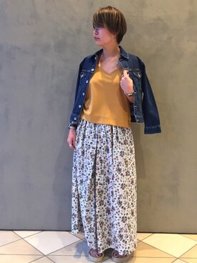 「BEAUTY&YOUTH UNITED ARROWS」｜「アイテム（デニムジャケット）」を使った、Kaori Shimomuraさん（レディース・160cm）の春コーディネート