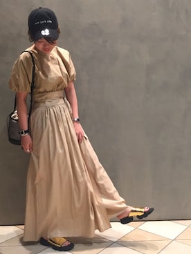 「BEAUTY&YOUTH UNITED ARROWS（ビューティーアンドユースユナイテッドアローズ）の【別注】＜NEW ERA（ニューエラ）＞∴NYC 920 CAP（キャップ、ブラック系）」を使った、Kaori Shimomuraさん（レディース・160cm）の春コーディネート