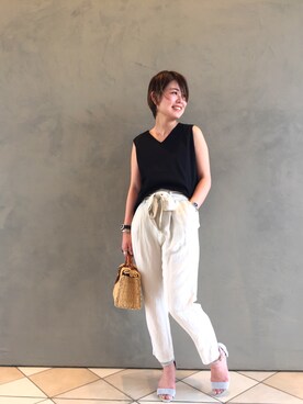 Kaori Shimomuraさん（レディース・160cm）の夏コーディネート