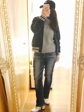 「シルバーシューズ」｜「アイテム（ブルゾン）」を使った、SAO❤︎さん（レディース・151cm）の秋コーディネート