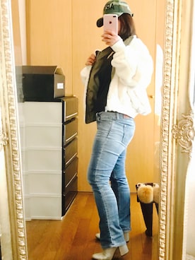 「キャップ女子」｜「アイテム（MA-1）」を使った、SAO❤︎さん（レディース・151cm）の冬コーディネート