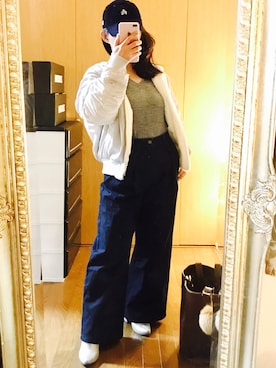 「シルバーシューズ」｜「アイテム（MA-1）」を使った、SAO❤︎さん（レディース・151cm）の冬コーディネート