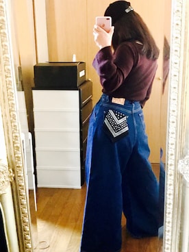 「UNIQLO（ユニクロ）のメリノブレンドベルスリーブセーター（長袖）（ニット/セーター）」を使った、SAO❤︎さん（レディース・151cm）の冬コーディネート