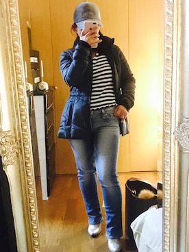 「コーデュロイキャップ」｜「アイテム（ミリタリージャケット）」を使った、SAO❤︎さん（レディース・151cm）の冬コーディネート