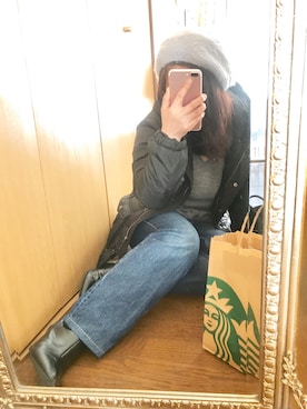「サックスブルー」｜「アイテム（ハンチング/ベレー帽）」を使った、SAO❤︎さん（レディース・150cm）の冬コーディネート