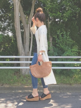 「Lattice（Lattice）のアイテム（かごバッグ）」を使った、ayumiさん（レディース・160cm）の夏コーディネート