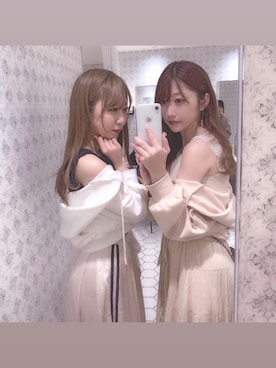 「双子コーデ」｜「アイテム（その他アウター）」を使った、まにょ@甘めカジュアルさん（レディース・155cm）の春コーディネート