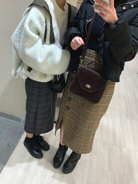 「RETRO GIRL（レトロガール）のアイテム（ショルダーバッグ、ブラウン系）」を使った、h☺︎‬さん（レディース・163cm）の冬コーディネート
