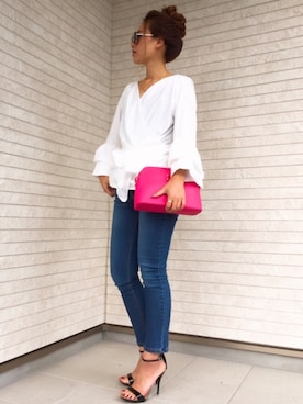 「CRYSTAL BALL（クリスタルボール）のアイテム」を使った、Akinoさん（レディース・158cm）の夏コーディネート