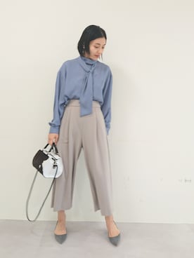 「RIVE DROITE（リヴドロワ）のニュアンスモチーフイヤリング（イヤリング）」を使った、youkyさん（レディース・163cm）の冬コーディネート