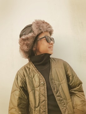 「KRIFF MAYER Kid's Collection（クリフメイヤーキッズコレクション）のアイテム（キャップ）」を使った、micooさん（キッズ・120cm）の冬コーディネート