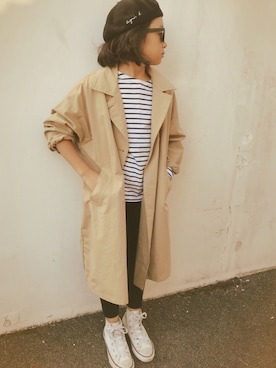 「秋のブラウンスタイル」｜「アイテム（トレンチコート）」を使った、micooさん（キッズ・120cm）の秋コーディネート