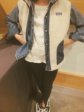 「こども ビームス（コドモビームス）のアイテム（ベスト）」を使った、micooさん（キッズ・120cm）の秋コーディネート