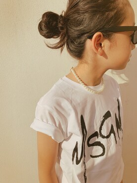 「MSGM（エムエスジーエム）のアイテム（トップス）」を使った、micooさん（キッズ・130cm）の夏コーディネート
