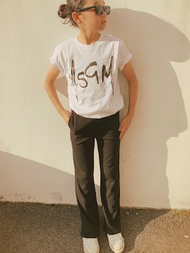 「MSGM（エムエスジーエム）のアイテム（トップス）」を使った、micooさん（キッズ・130cm）の夏コーディネート
