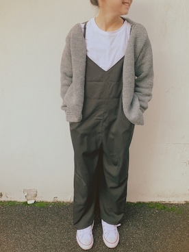 「devirock（デビロック）のアイテム（オールインワン・サロペット）」を使った、micooさん（キッズ・135cm）の春コーディネート