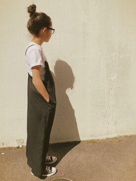 「devirock（デビロック）のアイテム（オールインワン・サロペット）」を使った、micooさん（キッズ・135cm）の春コーディネート