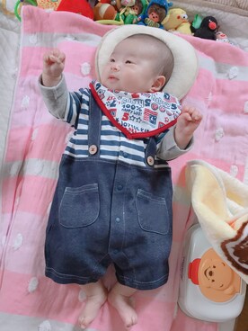 「西松屋（ニシマツヤ）のアイテム（つなぎ/オールインワン）」を使った、UKI★さん（レディース・158cm）の春コーディネート