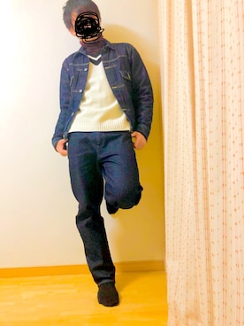 「Right-on（ライトオン）のアイテム（デニムジャケット）」を使った、ミツキさん（メンズ・173cm）の冬コーディネート