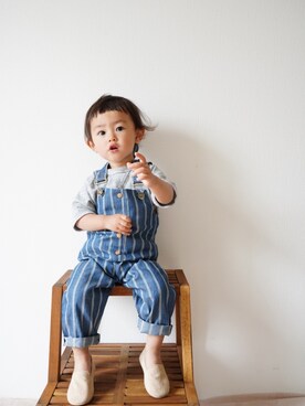 「ロールアップ」｜「アイテム（オールインワン・サロペット）」を使った、suke_kitoさん（キッズ・80cm）の春コーディネート