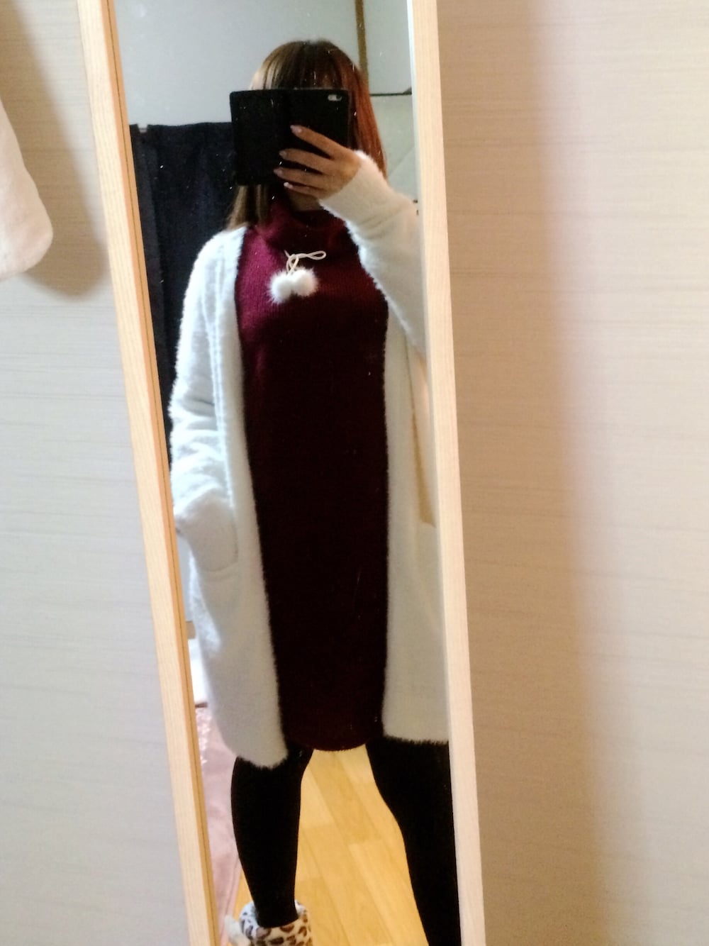 「TORTEのアイテム（ワンピース、レッド系）」を使った、⑅ ‍あすみん ⑅さん（レディース・155cm）の冬コーディネートの1枚目の写真
