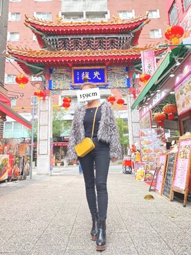 「RESEXXY（リゼクシー）のアイテム（その他アウター）」を使った、159chanさん（レディース・159cm）の冬コーディネート