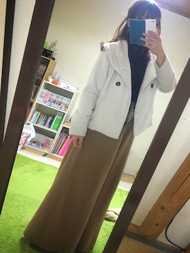 「白コート」｜「アイテム（財布/小物）」を使った、もぐもぐさん（レディース・155cm）の冬コーディネート