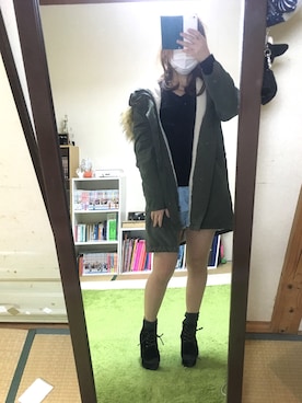「ショーパン」｜「アイテム（ミリタリージャケット）」を使った、もぐもぐさん（レディース・155cm）の冬コーディネート