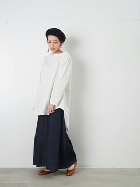 「Munich（ミューニック）のアイテム（デニムスカート）」を使った、KOYAMAさん（レディース・158cm）の冬コーディネート