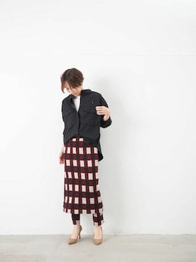 「LUCA/LADY LUCK LUCA（ルカ/レディラックルカ）のアイテム（スカート）」を使った、KOYAMAさん（レディース・158cm）の冬コーディネート