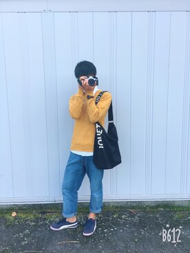 「PUMA（プーマ）のアイテム（スニーカー、ブルー系）」を使った、げん.さん（メンズ・173cm）の秋コーディネート