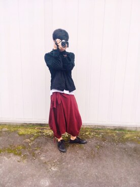 「SPEEDORANGEのアイテム（パンツ、レッド系）」を使った、げん.さん（メンズ・173cm）の冬コーディネート