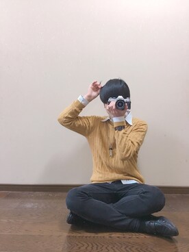 「RIVERFIELDのアイテム（ローファー、ブラック系）」を使った、げん.さん（メンズ・173cm）の春コーディネート